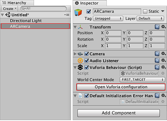 Accessing Vuforia configuration settings