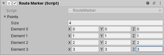 Script with a Vector3 array property