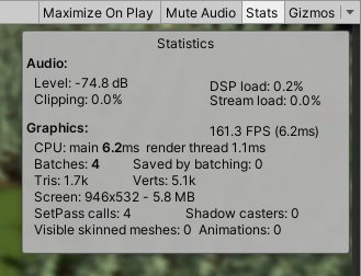 Rendering statistics window