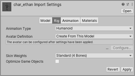 Your rig is humanoid (it has two legs, two arms and a head)