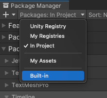 Switch the list context to Built-in packages