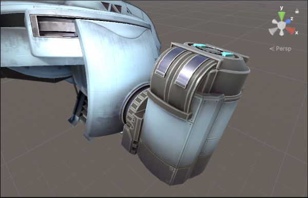 A spaceship model with a metallic map applied.