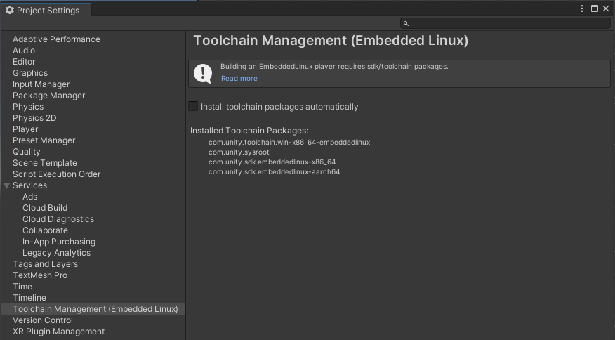 Installed packages in Toolchain Management (Embedded Linux)