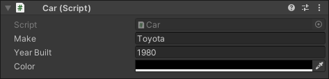 Default Inspector for the Car object