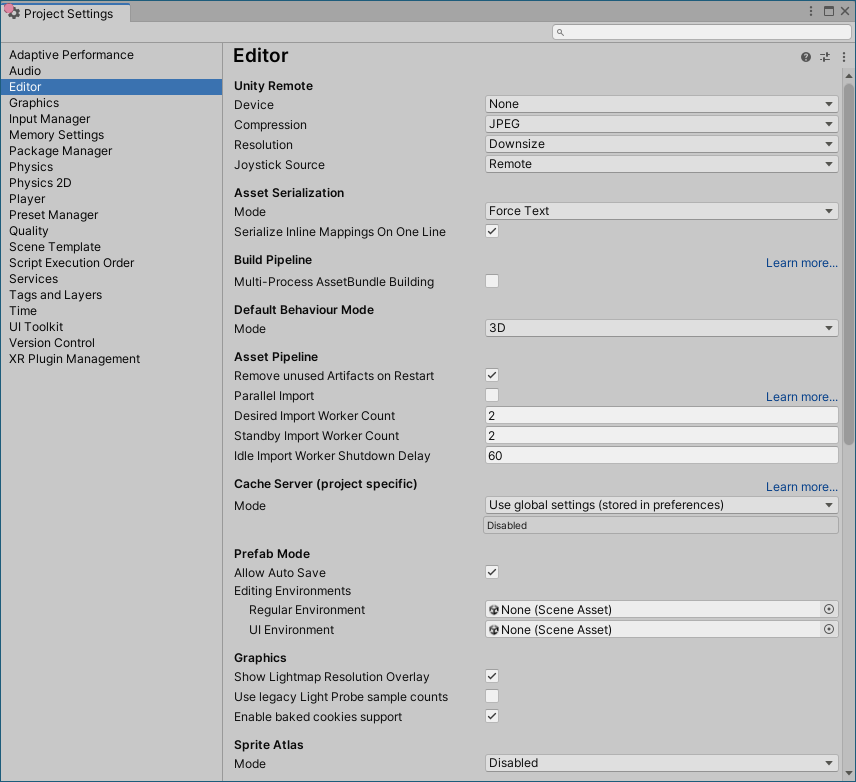 Editor settings