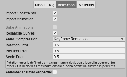 Import options for the entire Asset