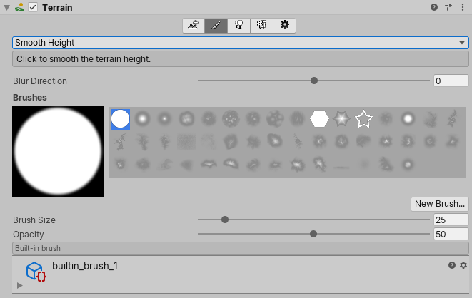 Smooth Height tool in the Terrain Inspector