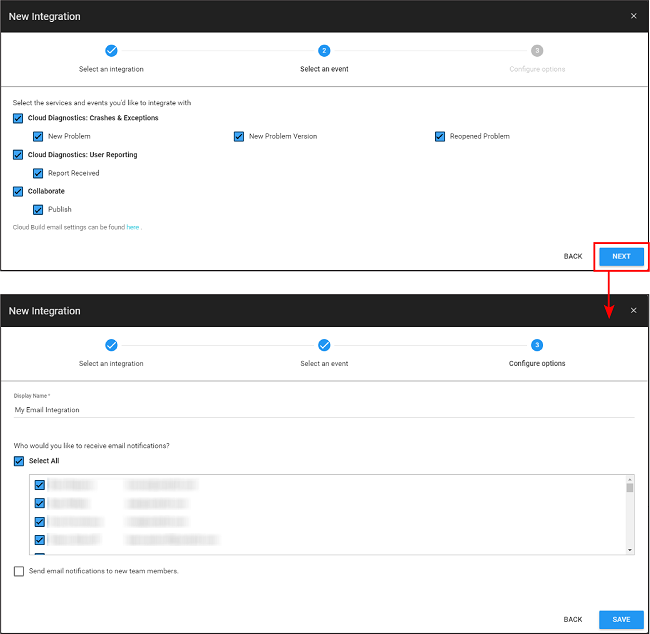 Configuring email Integrations.