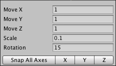 Scene View Unit Snapping settings.