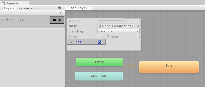 Setting the IK Pass checkbox for the Default Layer