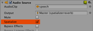 Spatializer checkbox on Audio Source