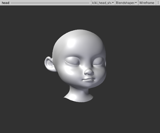 The Blendshapes view with the wireframe setting disabled.
