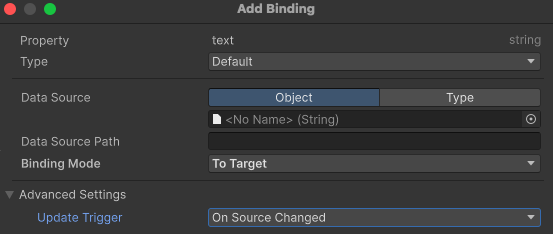 Set the binding mode and update trigger