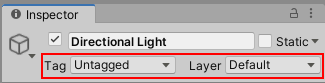 The Tag and Layer fields of a GameObject