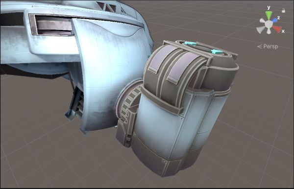 A spaceship model with no metallic map.