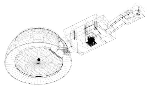 Wireframe view of the meshes in Unity’s 2020.1 HDRP template example project