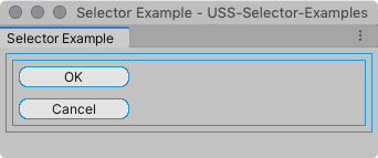 Example buttons with border radius and specific width.