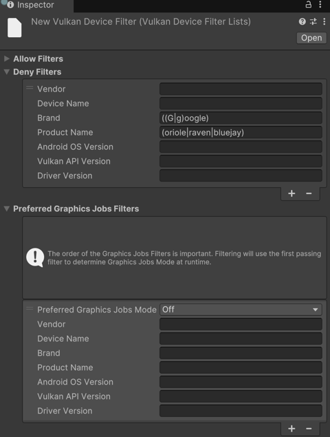 Vulkan Device Filtering Asset