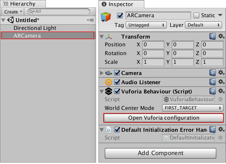 Accessing Vuforia configuration settings