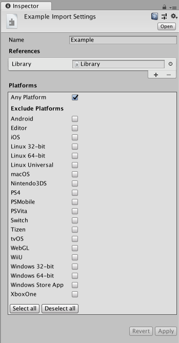 图 2 - Example Import Settings