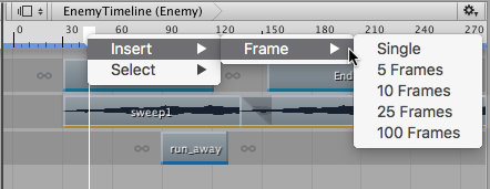 Right-click the Timeline Playhead and select Insert > Frame to move clips an exact number of frames