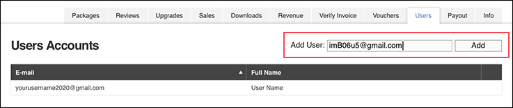 在 Users 选项卡上添加用户