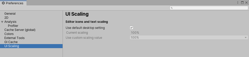 Preferences 窗口中的 UI Scaling 范围