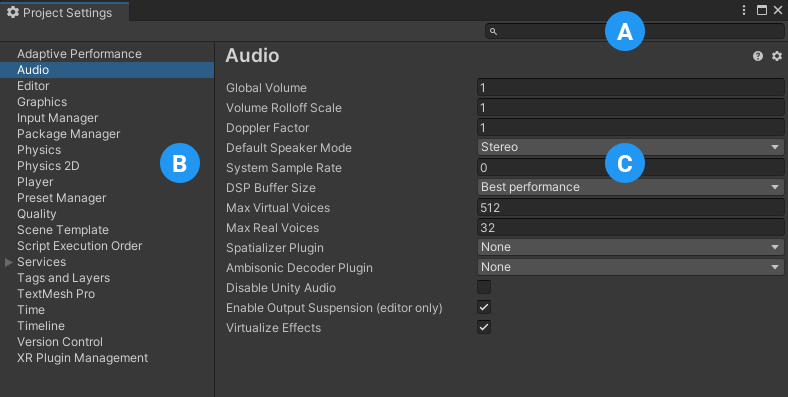 Project Settings 窗口