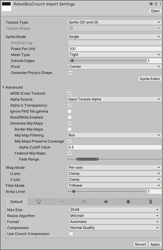 Sprite (2D and UI) 纹理类型的设置