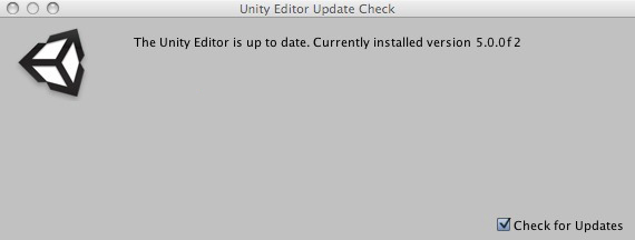 Ventana mostrada cuando Unity está actualizándose a la última versión.