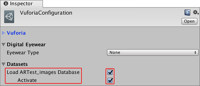 Activating imported Image Target database