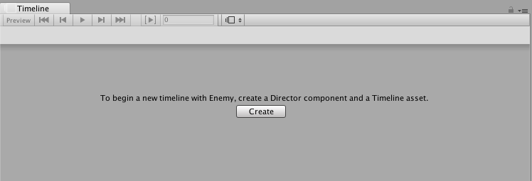 Select a GameObject that is not associated with a Timeline Asset to create a new Timeline Asset, add components, and create a Timeline instance.