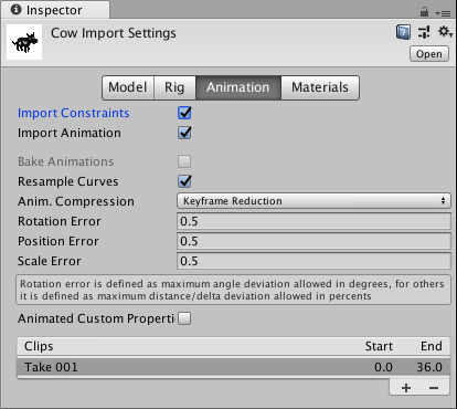 Import Settings with Import Constraints checked