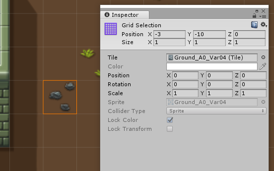 Selecting a Tile on the Tilemap with the Select Tool