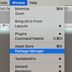 Access the Package Manager window from the Window menu