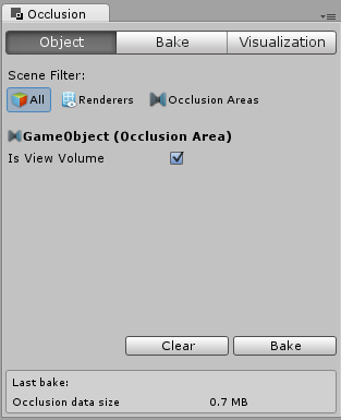 Occlusion Culling Window para la Occlusion Area