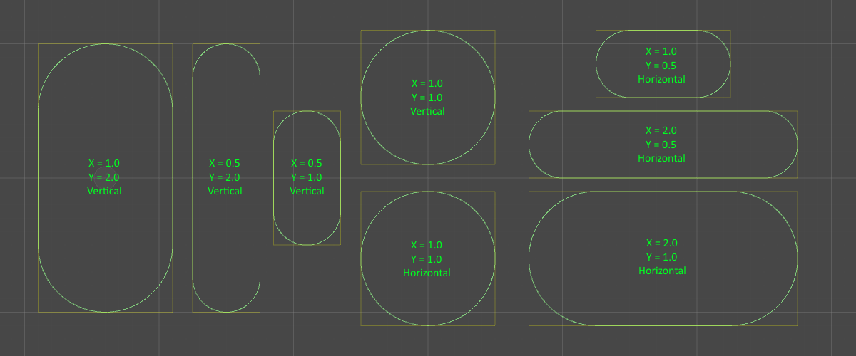 Examples of Capsule Collider 2D configurations