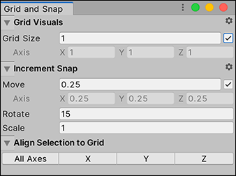 Grid and Snap settings