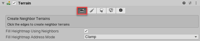 Create Neighbor Terrains tool in the Terrain Inspector