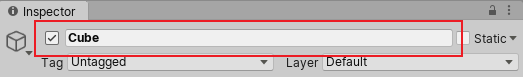 A GameObjects activation checkbox next to the name, both highlighted in the red box