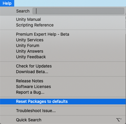 Help > Reset Packages to defaults