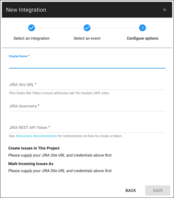 Configuring a JIRA Integration.