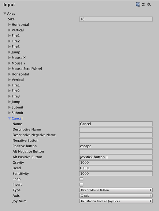 Input 設定