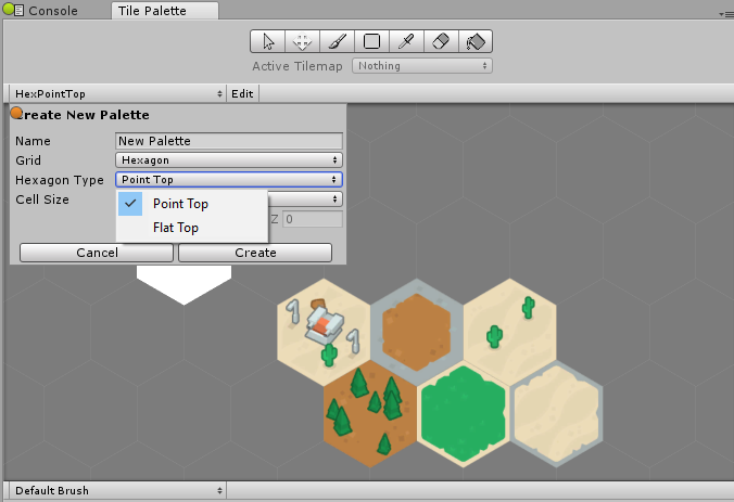 Hexagon Type は六角形タイルの向きに一致する必要があります