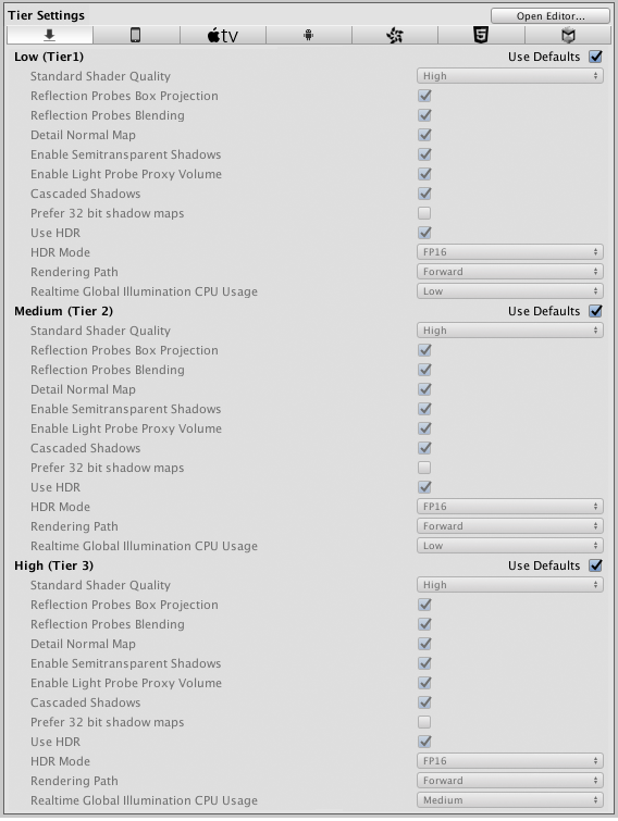 Player 設定で表示される Tier 設定