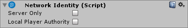 インスペクターウインドウの Network Identity コンポーネント