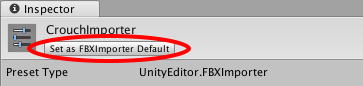 Inspector ウィンドウで Set as Default (赤で囲った部分)