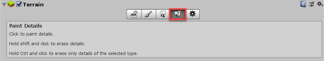 Terrain インスペクターの Paint Details