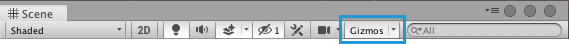 Scene ビューの Gizmos ボタン