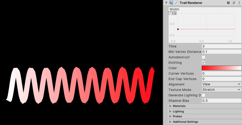 Trail Renderer の設定例